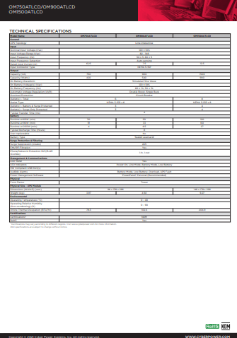 Especificaciones OM Series