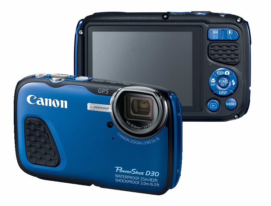 Cámara Canon PowerShot D30 Acuática, 12.1mpx, 5X, Vídeo HD, Azul - 9337B001AA