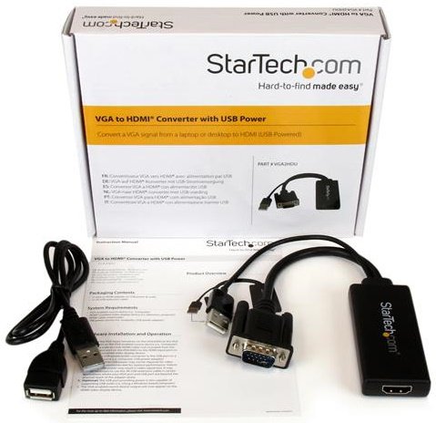 Que hay en la caja de Adaptador StarTech.com VGA a HDMI VGA2HDU