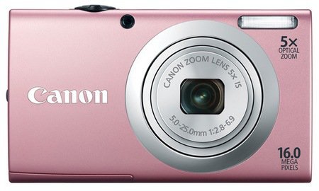 Cámara Digital Canon PowerShot A2400 IS, 16 Mpx, Zoom Óptico 5X, LCD 2.7",  Rosa - 6189B001AA