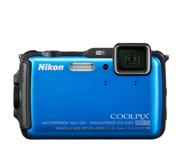 Cámara Nikon Coolpix 3", Zoom 5x, Full HD, Resistente Agua, Wifi, Azul AW120 BLUE
