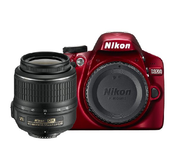 Cámara Nikon D3200, 3", 24.2MPX, Full HD, 1080P, Rojo - D3200LK RED