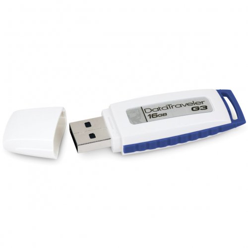 Memoria USB Kingston DataTraveler G3, 16GB, Blanco / Azul - DTIG3/16GBZ
