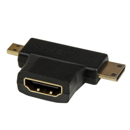 Adaptador HDMI en T - Conversor HDMI a Mini HDMI y Micro HDMI - HDACDFMM