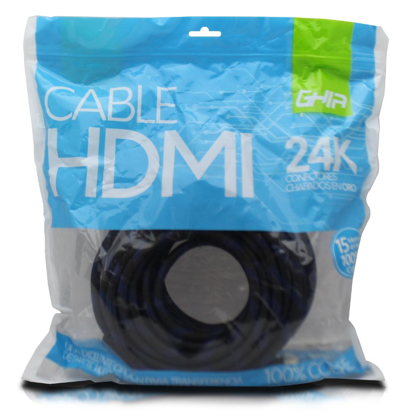 Cable HDMI de 15 Metros Reforzado Ghia GCB-027 Para Uso Rudo Negro/ Azul