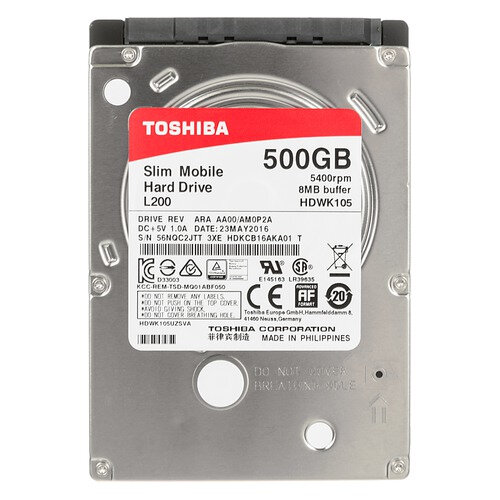 Disco Duro Toshiba 2.5" 500GB BULK HDWK105UZSVA