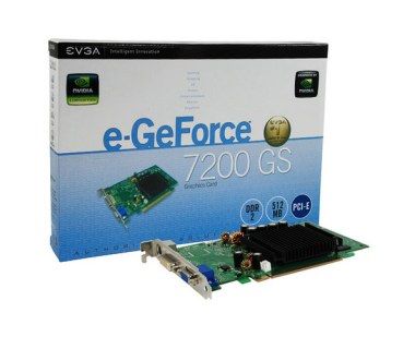 EVGA Corporation Video Card Evga NVIDIA 7200 GS PCIe 512MB DDR2 DVI-I VGA  Componentes 512-P2-N430-LR